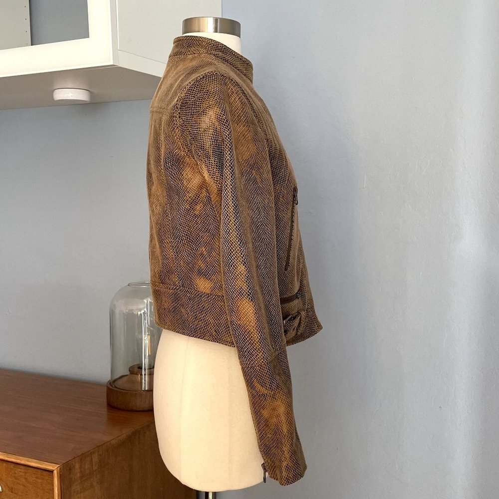 Free People Snake Skin Fenix Moto Jacket in Black Combo - Picture 10 of 13